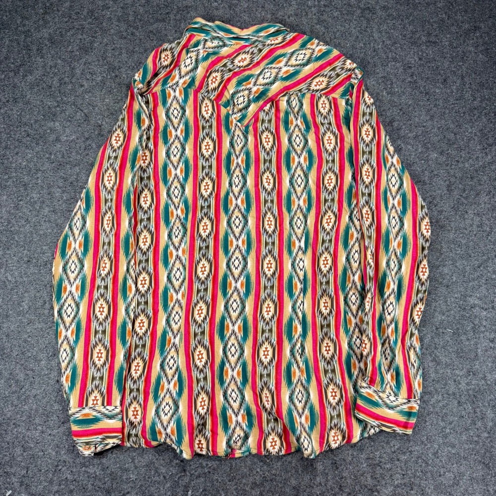 Wrangler Western Shirt Womens L Southwestern Aztec Print Long Sleeve Button Up - Picture 4 of 8